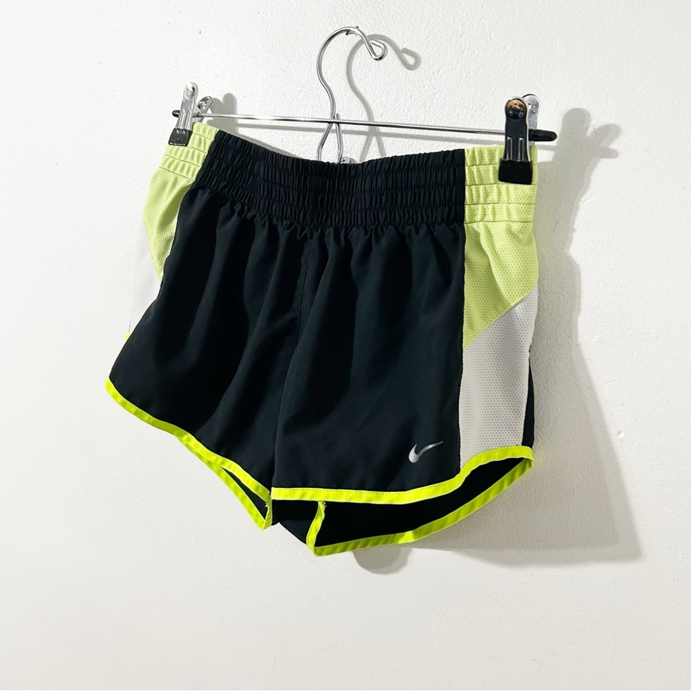 NIKE Brief Lined Dri-fit Athletic Running Shorts Black / Green Drawstring Size S - Picture 3 of 10